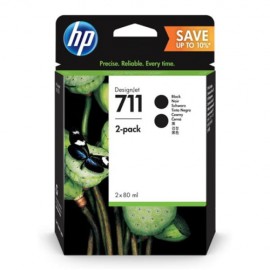 HP 711 (P2V31A) tusz czarny, 2-pack